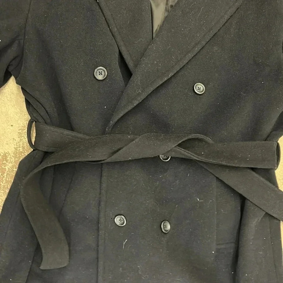 Cashmere blend wool double breasted navy blu men coat - Picture 8 of 8